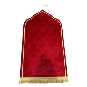 Embossed Prayer Mat with Thick Flannel: Solid Color and Tassel Details for Worship