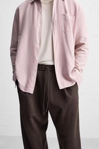 스웨이드 질감 패브릭 주름 디자인 캐주얼 바지 - Product Image 3