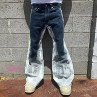 Peinture de haute qualité Splash-ink Denim pantalon patchs personnalisé Streetwear Baggy jambe large évasé Designer pantalon hommes pantalons Jeans