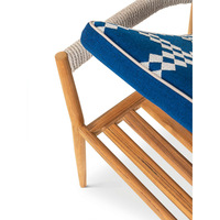 Ensemble de salle à manger d'extérieur en teck d'Asie du Sud-Est, design nordique, chaises en corde tressée à la main, table de patio pour villa, cour, jardin