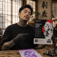 Papier de transfert thermique A4 pour tatouage, motif carbone rouge, pour machine à copier l'art corporel, fournitures de tatouage, OEM personnalisé, vente en gros
