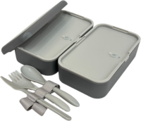Boîte à lunch pour étudiants en plastique sans BPA à double couche avec sangle de fixation, boîte à bento portable pour l'école, les pique-niques et le camping