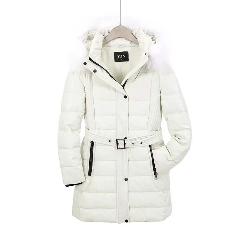 Custom white long windbreaker jacket winter women coat padded coats kurtka puffer down coat women