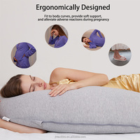 Oreiller de maternité ergonomique en forme de J, soutien orthopédique complet du corps, tissu en jersey doux, housse amovible et lavable, directement de l'usine
