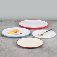 Assiette de plat de boeuf de restaurant occidental en vente en gros d'assiettes de chargeur rondes en plastique mélamine de haute qualité assiette de plat de pâtes