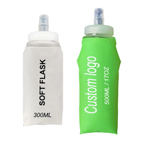 Gourde pliable personnalisée avec logo, 150 ml, 250 ml, 300 ml, 500 ml/17 oz, en TPU, pour les courses, la course à pied en trail, gourde d'hydratation
