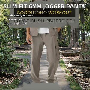 Athletic <b>Slim</b> Fit Gym Men Fitness <b>Jogger</b> Pants Cotton Tracksuits <b>Joggers</b> Cargo Pants Plain Dyed Straight Casual - Product Image 2