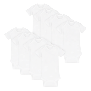 Body de Manga Corta para Bebé Unisex, Color Blanco Sólido, 100% Algodón, Cierre con Botones a Presión, Certificado OEKO TEX - Product Image 1