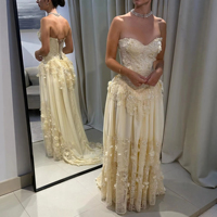 Robe de soirée élégante jaune clair Lsz654 avec appliques, fleurs 3D, robe de soirée à étages pour femmes Jancember
