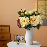 Bouton de fleur de pivoine en soie artificielle haut de gamme fait à la main élégant Design à 2 têtes décoration de la maison pour la remise des diplômes de Noël