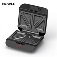 Nouveau grille-sandwich électrique 2 tranches avec plaques de cuisson antiadhésives, poignée froide au toucher et pieds antidérapants pour le petit-déjeuner familial