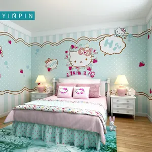 Pembe hello kitty duvar kağıdı 3d ev tasarımı çocuk odası dekor duvar