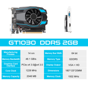 Carte graphique puissante pour PC, nouvelle GPU VGA GT1030 GeForce 1030 GDDR5 2 Go avec ventilateur PCI, haute performance pour jeux - Product Image 6