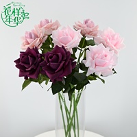 Rose artificielle rose de 65 cm au toucher réel avec texture hydratante pour la décoration de la maison et des événements, arrangements floraux
