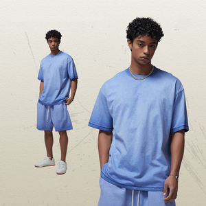 T-shirt pour homme de haute qualité, 220 GSM, 100% coton tricoté, respirant, lourd, surdimensionné, taille plus, manches courtes, uni, logo personnalisé - Product Image 3