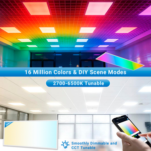 Pannello Luminoso <span class=keywords><strong>LED</strong></span> Smart Tuya Control 48w+12w RGBCW Retroilluminato, AC120v-277v, 2x4 Ft, da Incasso/Sospeso, Pannello <span class=keywords><strong>LED</strong></span> Piatto per Soffitto - Product Image 3