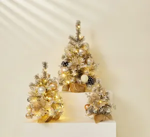 Adornos Navideos Árvore De Natal Branca Enfeites De Luxo Decoração De Mesa Presentes Artificial Realista Iluminado Árvore De Natal