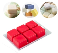Moules à clapet en cire fondue carrés, plateau cube en plastique transparent à 6 cavités pour la fabrication de bougies et de savon