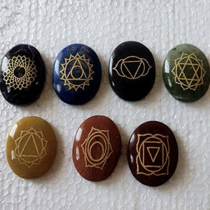 Seven Chakra <b>Crystal</b> <b>Set</b> – Engraved Oval Stones for Reiki, Meditation Natural <b>Crystal</b> Gifts Laser Wholesale <b>Crystal</b> Crafts - Product Image 1