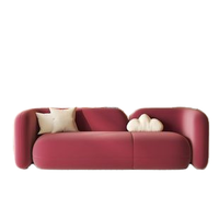 Petit ensemble modulaire moderne de canapés pour appartement et bureau à domicile Salon de beauté Réunion Négociation Vin Tissu rouge Salon Sectionnel
