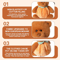 Ours en peluche personnalisable avec costume de citrouille, oreiller câlin pour Halloween, cadeaux adorables pour compagnon de lit et faveurs de fête