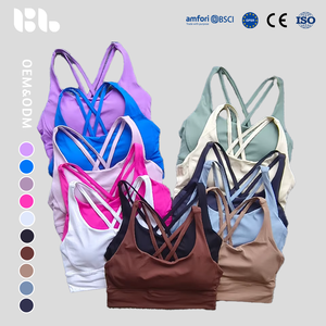 Nuevo Sujetador Deportivo <span class=keywords><strong>Lulu</strong></span> <span class=keywords><strong>de</strong></span> Doble Cara con Spandex/Nylon Cepillado, <span class=keywords><strong>de</strong></span> Alta Sujeción, Antichoque, con Tirantes Cruzados y Espalda Bonita, para Yoga y Fitness - Product Image 1