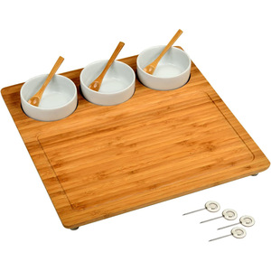 Plateau à fromage en bambou, plateau de service en bois avec bols pour pique-nique en plein air et usage domestique - Product Image 2