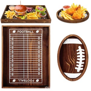 Plateau de service en bois Autonomy pour le football, 12x18 pouces, plateau décoratif pour les collations des jours de match - Product Image 1