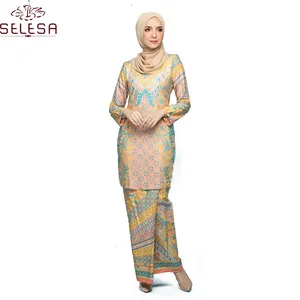 최고의 품질 Baju Kurung Moden 레이스 Abaya 패션 디자인 이슬람 드레스 현대 인쇄 플러스 사이즈 이슬람 + 의류