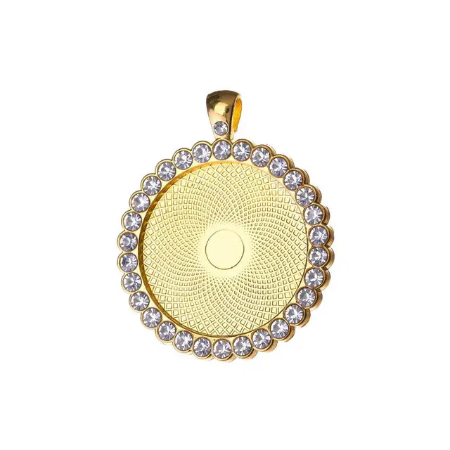 Pendentif rond en strass de couleur, argent/or blanc, pendentif breloque, Cabochon, caméo, réglage de Base, 30mm, offre spéciale