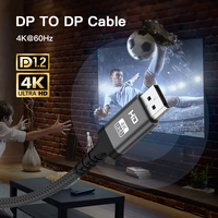 1m 2m 3m Câble DP à DP 1.2 Displayport à Displayport Coque en alliage d'aluminium Câble 4K tressé à la mode pour moniteur d'ordinateur HDTV