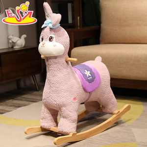 Cartone animato <span class=keywords><strong>grigio</strong></span> elefante peluche <span class=keywords><strong>cavallo</strong></span> a dondolo-Base in legno grandi orecchie giocattolo per bambini e bambini W16D182 - Product Image 5