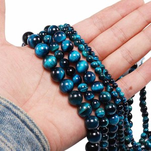 Cuentas redondas de ojo de tigre azul natural, cuentas sueltas de piedra para hacer joyas, pulseras, collares, accesorios de bricolaje - Product Image 3