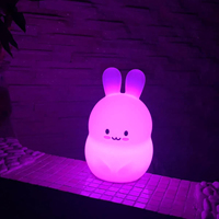 Mignon lapin Silicone veilleuse 7 couleurs robinet lampe USB Rechargeable coffre-fort enfants chambre/chambre décor et cadeau