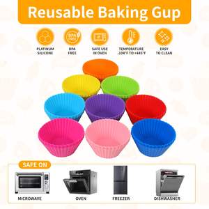 Grosir polikromatik Food Grade silikon bulat cetakan kue Muffin Cup untuk DIY peralatan memanggang kue Pastry - Product Image 4