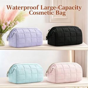 กระเป๋าเครื่องสำอางกันน้ำสีม่วง PU สำหรับเดินทาง พร้อมซิปปิด ขนาด 20x12x7 ซม. ดีไซน์ทันสมัย - Product Image 5
