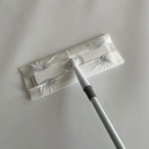 Qingle 2023 pel sekali pakai tidak ditenun, Pel datar mudah Membersihkan debu pel kering dan basah dengan 2 pegangan besi teleskopik - Product Image 5