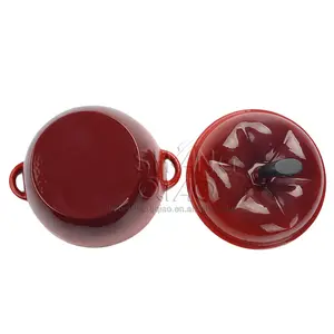 Cazuela festiva de calabaza, olla para estofado <span class=keywords><strong>con</strong></span> forma de tomate, esmalte rojo de hierro fundido - Product Image 4