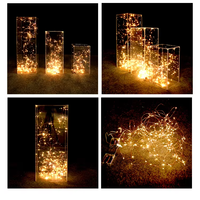 Table de scène de fête de mariage centres de table toile de fond acrylique Transparent route plomb cristal pliant colonne fleur support décorations