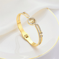 Klassisches 18K Vergoldetes Edelstahl Lebensbaum-Armband mit Eiskristall-Zirkonia CZ Lebensbaum-Armband Modeschmuck