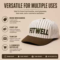 Gorra de Béisbol Personalizada con Rayas, Logotipo Bordado en Relieve, Visera Curva de Dos Tonos, Gorra Deportiva al por Mayor
