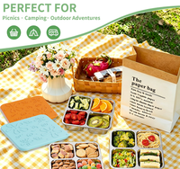 Boîte alimentaire réutilisable en acier inoxydable 304 avec silicone, 4 compartiments pour collations et fruits, pour la préparation des repas des adultes et des enfants