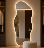 GEDO Vente en gros de meubles de salon modernes de haute qualité, miroir en acier inoxydable avec éclairage LED pour salon de coiffure