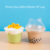 Pot en Plastique à Paroi Simple PP de 260 ml/7 oz, avec Couvercle et Cuillère pour Desserts, Yogourt, Crème Glacée, Pouding, Lait, Gâteaux et Diverses Présentations