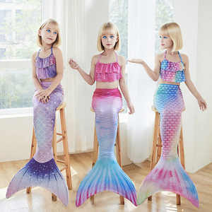 Costume da bagno per bambini a tre pezzi per ragazze Fish Tail a sirena Performance <span class=keywords><strong>Bikini</strong></span> stile costumi da bagno - Product Image 1