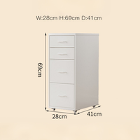 Armoire de rangement en métal blanche à 4 tiroirs, commode mobile étroite pour chevet, armoire de classement sous le bureau avec roulettes