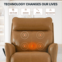 Canapé en cuir de salon moderne Fauteuil inclinable pour personnes âgées fonctionnel avec porte-gobelet et fonction de massage