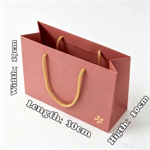 Eleganti Sacchetti di Carta <span class=keywords><strong>Rosa</strong></span> e Oro con Motivo Floreale, Ideali per Prodotti di Bellezza di Lusso e Regali Floreali - Product Image 2