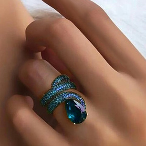 Anillo de cóctel para mujer F418 con zafiro natural, engaste pavé, forma de planta, anillos de moda para fiesta, piedra de pera - Product Image 2
