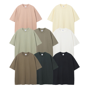 Camiseta de algodón pesado 100% de alta calidad con logotipo personalizado para hombre, camiseta de calle bordada con estampado, Camiseta lisa de gran tamaño - Product Image 2